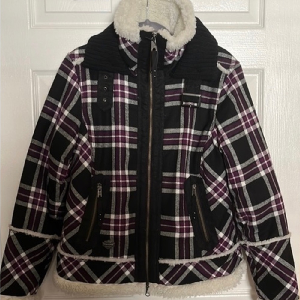 Harley Davidson Plaid Sherpa Coat- Size Large